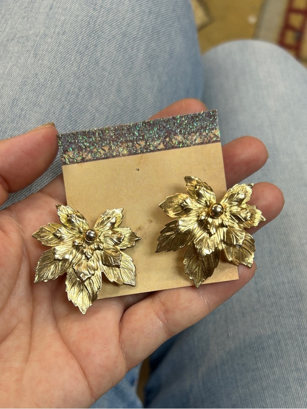 Sarah Coventry Gold Leaf Cut-out Cluster Earrings